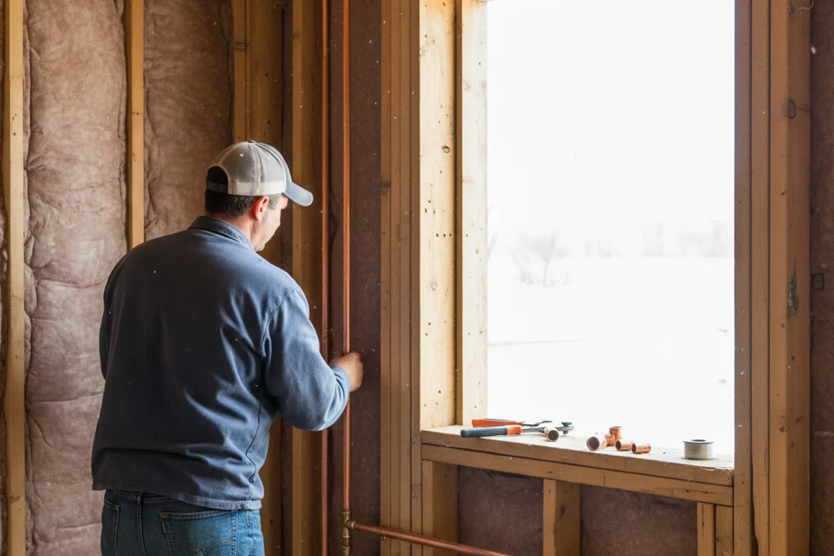 Licensed plumber running new copper supply lines in a Elizabethtown home